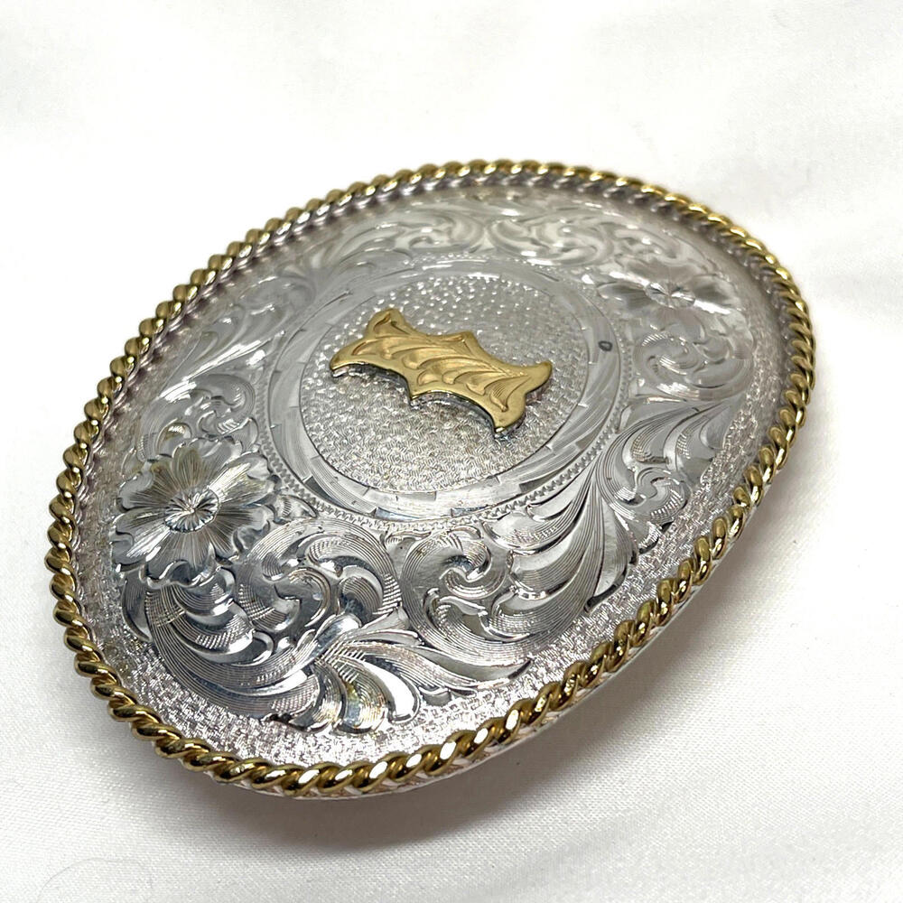 Montana Silversmiths Letter I Ornate Two Tone Western Belt Buckle, NEW - Picture 4 of 6